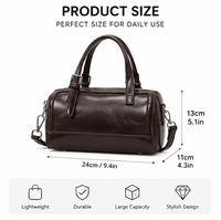 Tas Jinjing Silinder Portabel Mewah Wanita dengan Logo Kustom, Lapisan Poliester, Minimalis, Bahan PU, Model Boston untuk Kerja dan Perjalanan Sehari-hari