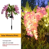 Lampes solaires décoratives pour jardin en forme de fleurs de glycine, à piquer dans le sol, étanches IP44, télécommandées, pour extérieur, cour et pelouse, vente en gros