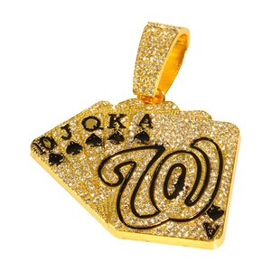 Unisex Stainless Steel Straight Flush of Spades Pendant Necklace Lucky Poker Card Design Rhodium Plated Children's Parties - Product Image 1