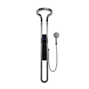 Pommeau de douche multifonction pour salle de bain moderne et luxueux tout en cuivre Sortie d'eau cascade pressurisée intégrée Chrome brossé - Product Image 1