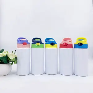 공장 가격 승화 12 oz 키즈 물병 350 ML 키즈 스트레이트 sippy 텀블러 컵 짚