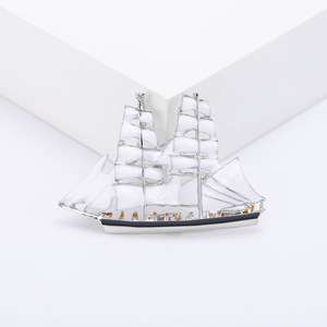 Broche Creativo de Velero con Gota de Aceite, Pin de Moda con Perlas, de Aleación Metálica Chapada en Oro, Personalizado para Bodas, Compromisos y Fiestas - Product Image 4
