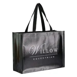 Laminated Shopping Bag Eco Friendly Laminated Pp Non Woven Reusable Customized Shopping Bag With Logo Print