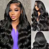 Perruques Lace Front Mumeng 13x4 Body Wave 1B Cheveux Vierges Bruns Longs Ondulés Densité 180, Peuvent Être Permanentes et Teintes