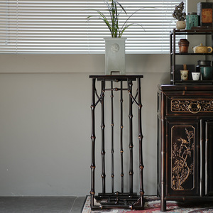 Perchero de bambú hecho a mano, color oscuro, estilo chino, de pie, de alta especificación, para sala de té - Product Image 3