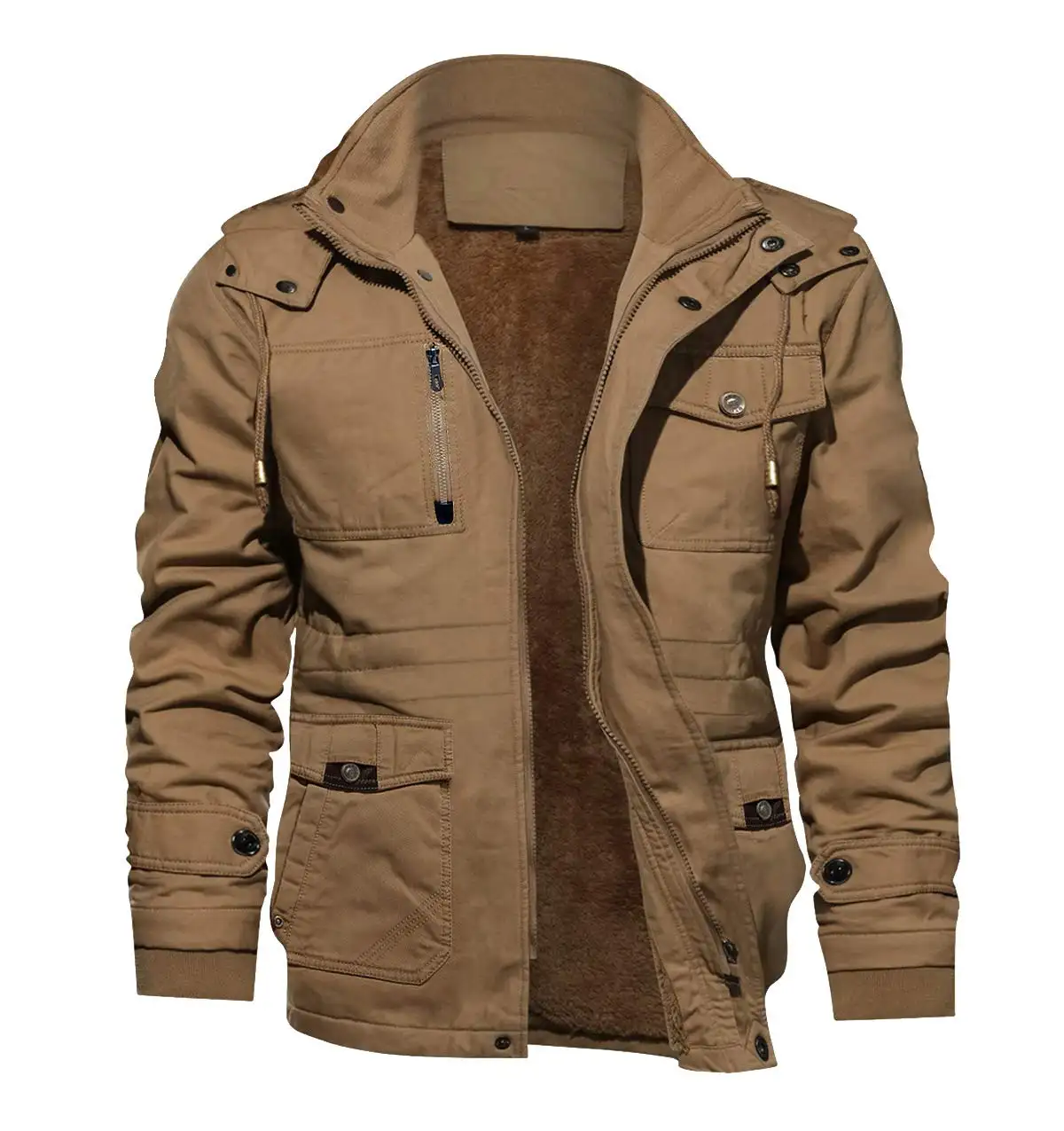 Men's Jacket-Casual Winter Cotton Jacket Thicken Hooded Cargo Coat
