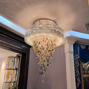 Gran Venta de candelabro LED grande, proyecto de luz colgante de techo, decoración de Villa de Hotel, candelabro de escalera Led, cristal de lujo - Product Image 5