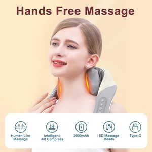 Masajeador de cuello y hombros Shiatsu con calor 5D masaje de amasado de tejido profundo masajeador de espalda eléctrico para aliviar el dolor <span class=keywords><strong>muscular</strong></span> - Product Image 2