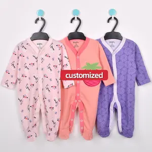 Low price customized 100% cotton infant buttons jumpsuit bodysuit pajamas boy baby girls clothes rompers