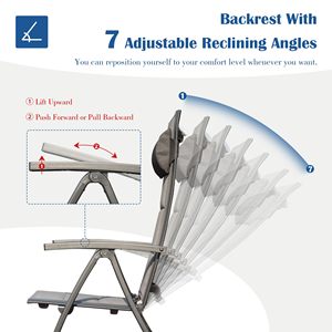 2 Pcs Outdoor Adjustable High Backrest Padded Textilene Fabric Portable Patio Folding <b>Chair</b> Reclining Camping Sun Loungers - Product Image 3