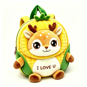Customized Deer Character <b>Backpack</b> Yellow,Corn Themed Deer Plush <b>Backpack</b> for <b>Toddlers</b>, Plush Deer School Bag for Preschool - Product Image 5