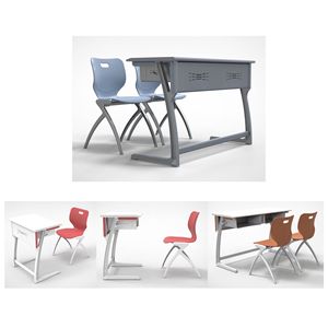 Bureau et chaise d'étudiant en alliage d'aluminium de type voile, pour l'école, avec fonction de démontage - Product Image 2