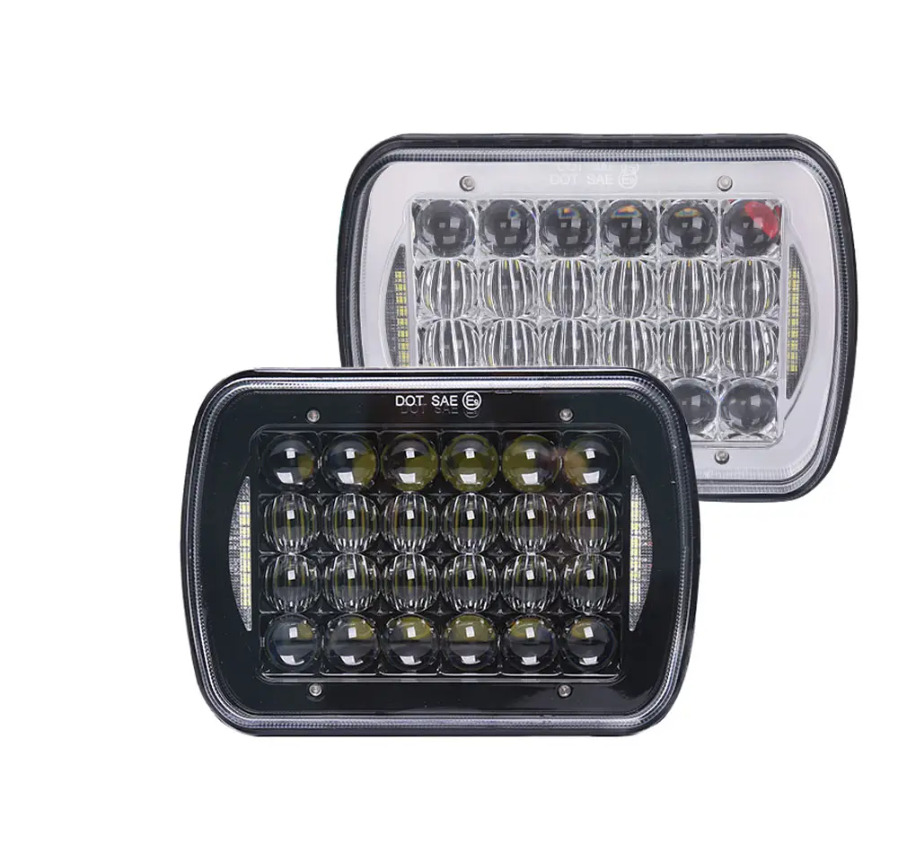 Jhs Fabriek Bieden 7Inch Koplamp 72W Vierkante Led Koplamp Drl 12V-24V Rechthoekige Vrachtwagen Licht Led Drl Voor Vrachtwagen