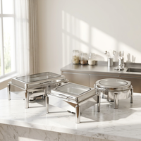 Restaurant Edelstahl 9L Alkohol-Buffet-Set Speisenwärmer Chafing Dish mit Digitalanzeige Touchscreen-Steuerung 85-100°C Temperaturhaltefunktion