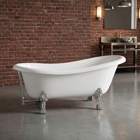 Baignoire autoportante traditionnelle en fonte blanche avec pieds chromés, modèle HM-70
