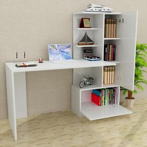 Exclusieve Luxe Spaanplaat Merinos Houten Computer Bureau Studie Bureau Wit Met Boekenplank Fabriek Prijs Van Turkiye Bestseller - Product Image 4