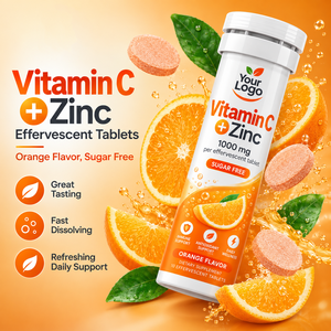 Complément Vitaminique Quotidien de Haute Qualité Saveur Orange Délicieuse pour l'Après-Entraînement – Comprimés Effervescents Vitamine C et Zinc - Product Image 1
