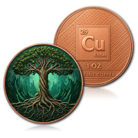 Assortiment en vrac de pièces de monnaie en cuivre fin 999 de 1 oz, motif Arbre de Vie Yggdrasil, pièce ronde 3D colorée
