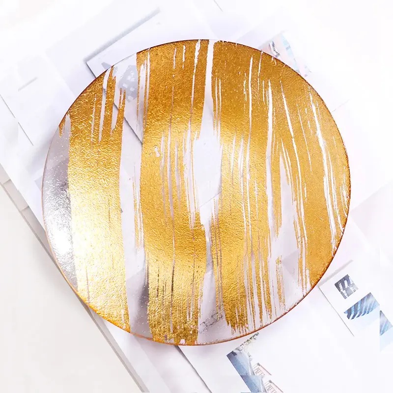 Wholesale Cheap Charger Plate Gold Rim 8inch 9inch 13Inch Wedding Decoration Charger Plate Gold Clear Glass plate