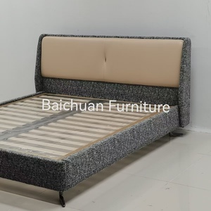 Barato lujo italiano dormitorio Queen King Size marco camas nórdico moderno mechones tapizados muebles microfibra tela <span class=keywords><strong>cama</strong></span> <span class=keywords><strong>de</strong></span> madera - Product Image 3