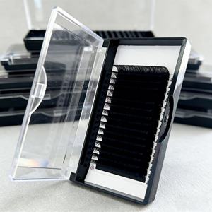 ถาดอุปกรณ์ต่อขนตาแบบฟูสีดำเข้ม ขนตาแคชเมียร์สีดำด้านแบบเส้นต่อเส้น ขนตาเพิ่มวอลลุ่ม - Product Image 1