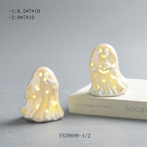 Fantasma de Cerâmica Branco Barato com Luz LED para Decoração Interna de Halloween - Fantasma de Cerâmica Mais Vendido - Product Image 4