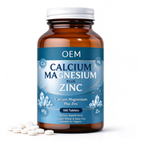 Comprimés de calcium, magnésium et zinc en marque privée OEM, 100 unités, complément alimentaire végétalien