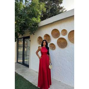 Vestido de Noche Rojo Anais sin Espalda, Estilo Baile de Gala, con Lentejuelas, Cintura Imperio, Largo hasta el Suelo, para Madre de la Novia, Estilo Fiesta - Product Image 4