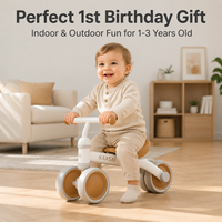 Vélo d'équilibre premium à 4 roues, trotteur ergonomique pour bébé sans pédales, jouet d'apprentissage pour enfants de 1 à 3 ans, coffret cadeau