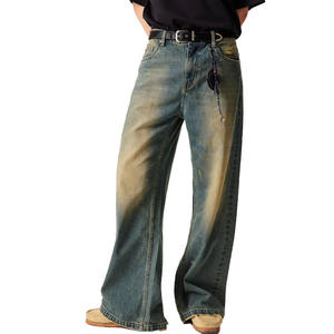 Jean en denim personnalisé pour homme, coupe large et ample, avec broderies, délavage usé, taille basse, style <span class=keywords><strong>Mercedes</strong></span> Cross - Product Image 3