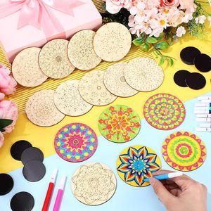 <span class=keywords><strong>Kit</strong></span> de <span class=keywords><strong>peinture</strong></span> magnétique pour réfrigérateur en bois-Jouets de coloriage créatifs avec aimants en bois à peindre pour les activités d'artisanat d'art pour enfants - Product Image 3