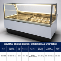 Vitrine Réfrigérée Commerciale pour Glaces et Sucettes Glacées, Double Zone, Verre Anti-Buée Chauffé, Congélation Rapide pour Magasin