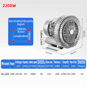 3HP 3-Phase 2.2kW Electric Industrial High-Pressure Regenerative Air <strong>Blower</strong> Vacuum Pump Inflatable <strong>Blower</strong> Aluminium Alloy <strong>Blower</strong> - Product Image 2