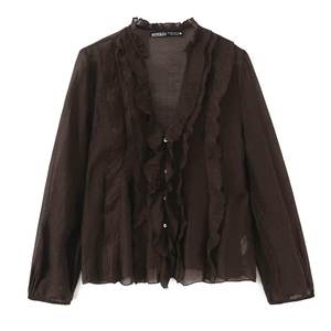 <span class=keywords><strong>เสื้อ</strong></span>เชิ้ตผู้หญิง PB&ZA คอลเลคชั่นฤดูใบไม้ผลิ 2026 สไตล์หวานซ่อนเปรี้ยว ทรงหลวม คอวี แขนยาว <span class=keywords><strong>ขอบ</strong></span><span class=keywords><strong>หยัก</strong></span> ลายจุดเล็กๆ - Product Image 2