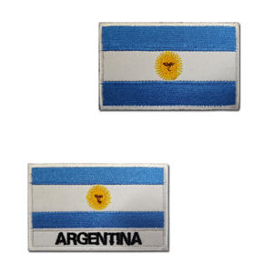 Insignia Bordada de Tela Chenille con la Bandera <span class=keywords><strong>Argentina</strong></span>, con Cierre de Gancho y Bucle - Product Image 1
