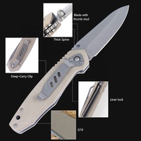 Couteaux de chasse en promotion, Jagdmesser, couteau d'extérieur, 8Cr14MoV, manche en G10 brun, couteau de camping pour l'extérieur