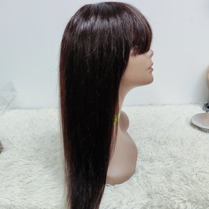 Letsfly Perruque avec Bang Soyeux Droite Naturelle Noir frange perruques Vierge Cheveux Humains En Gros Personnaliser Long Pouces Livraison Gratuite - Product Image 3