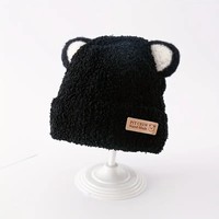 Nouveau Design Personnalisé Doux Mignon Ours Oreille Toque Solide Crâne Bonnet Chapeau Avec Logo Personnalisé Bienvenue