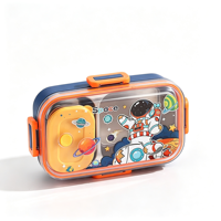 Boîte à lunch rectangulaire en acier inoxydable pour enfants, compartimentée, type bento, avec fermeture à boucle, pour l'école, conteneur alimentaire hermétique