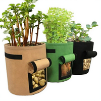 Lot de 3 sacs de culture pour pommes de terre en tissu feutré imperméable, respirant, durable, léger, avec fenêtre de récolte, capacité 7 gallons, pour pépinière et jardin