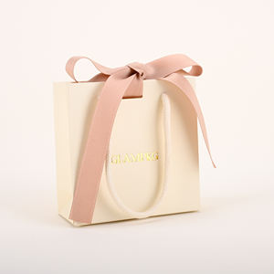 שקיות נייר לקניות עם ידיות קראפט מודפסות לוגו בהתאמה אישית, שקיות נייר לבנות-בז' למתנה עם סרט/חבל - Product Image 5