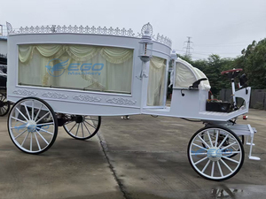 Chariot funéraire électrique blanc pour transport spécial de cercueil, type calèche à chevaux - Product Image 4