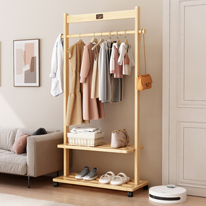 Perchero moderno de madera maciza de una sola barra para interiores y exteriores, muebles para el hogar para secar ropa con almacenamiento independiente, diseño elegante - Product Image 3