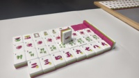 Tuiles de Mahjong en Acrylique Rouge Rose à 3 Couches avec Cœur Floral Gravé, 32mm, Originales Sous Licence, En Stock, Expédition Rapide