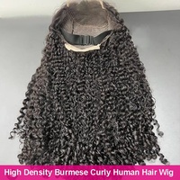 Perruque HD Pixie Curly Double Drawn en Cheveux Naturels Bruts, 100% Cheveux Humains Brésiliens, Vente en Gros, pour Femmes Noires, Perruques Bouclées Naturelles Birmanes Sans Colle