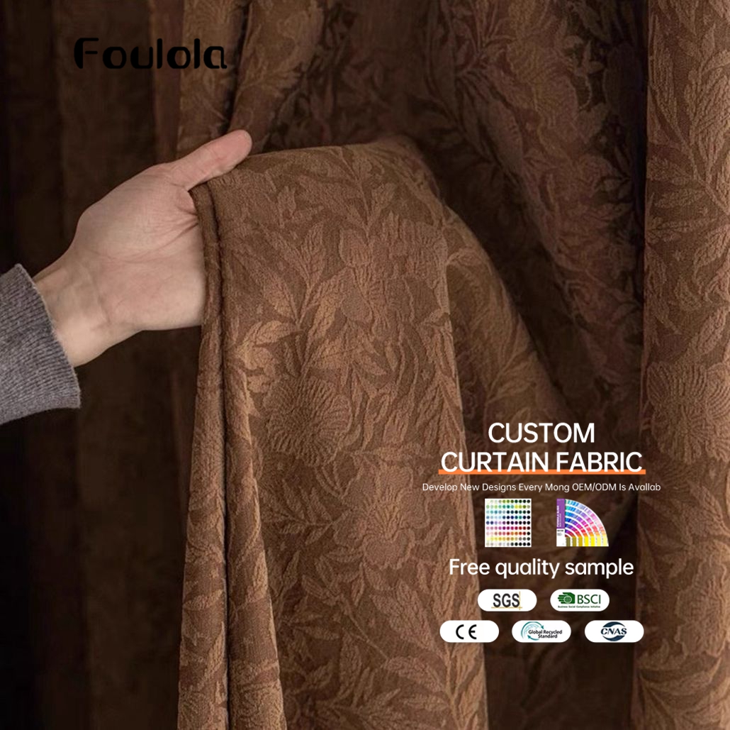 Factory Supply Chenille High Grade Luxury Series 95% Blackout Curtain Jacquard Fabric With 2.8M Width Sound Insulation Function