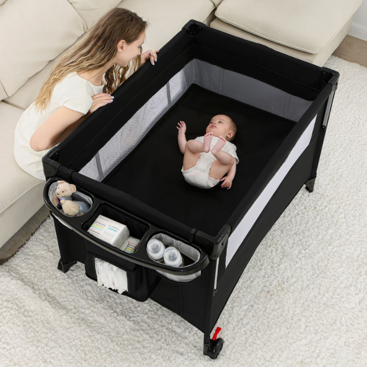 ORANGLES Portable Foldable Baby Bed with Storage – Premium Infant Nursery Bed for Newborns with Compact Folding Design - angled perspective - Image 4 of 4 | excellent for daily use | New York | Free Shipping ORANGLES