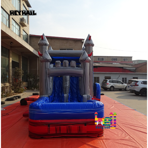 Lago azul mármol inflable Combo entretenimiento inflable trampolín Casa de rebote con tobogán y piscina - Product Image 6