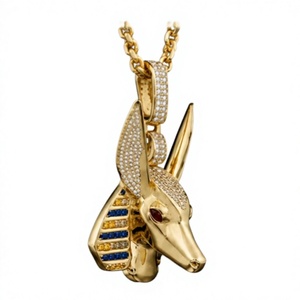 Pendentif Anubis de luxe plaqué argent avec perle d'eau douce, bijou tête de chien Hip Hop, cadeau unisexe, chaînes pour soirée - Product Image 2