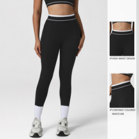 Nouvel ensemble de yoga color-block, soutien-gorge de sport antichoc, leggings taille haute effet push-up, sensation seconde peau, vêtements de sport pour extérieur, gym et course à pied